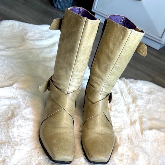 True Religion Tan Leather Buckled Boots - Picture 3 of 8